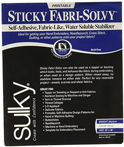 Sulky Stabilizer-20 X36 Sticky Fabri Solvy Stabilisator, 50,8 x 91,4 cm, weiß, 20 X 36