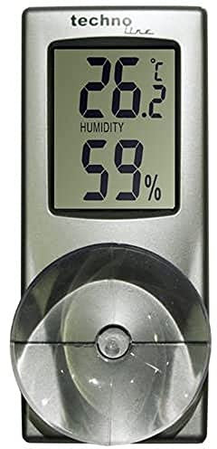 techno line Fensterthermometer WS 7025 mit Temperatur- und Luftfeuchteanzeige, Grau