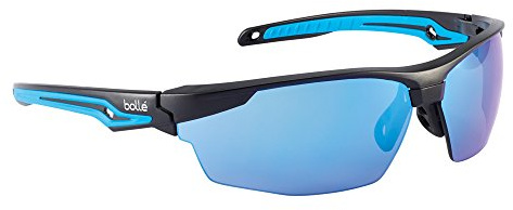Bolle Safety 40304, Tryon Safety Glasses Anti-Scratch, Black/Blue Frame, Blue Flash Lenses, Black & Blue, Universal