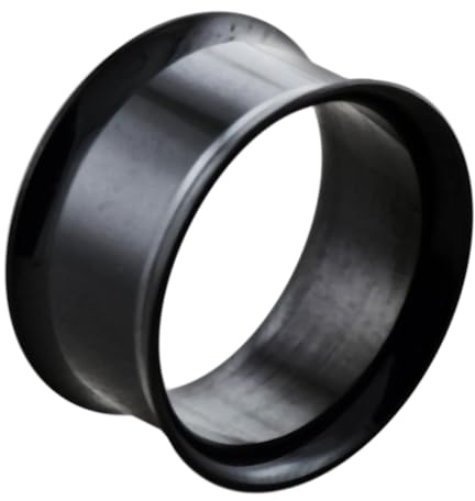 Monster Piercing 18MM noir anodisé inox 316L chirurgical acier Double évasée Tunnel oreille Plug