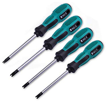 OLIREXD 4PCS 16CM U-type Magnetic Tip Screwdriver Set (1.7 2.0 2.3 2.6mm) - Chrome Vanadium Steel - Anti-slip Handle - Green