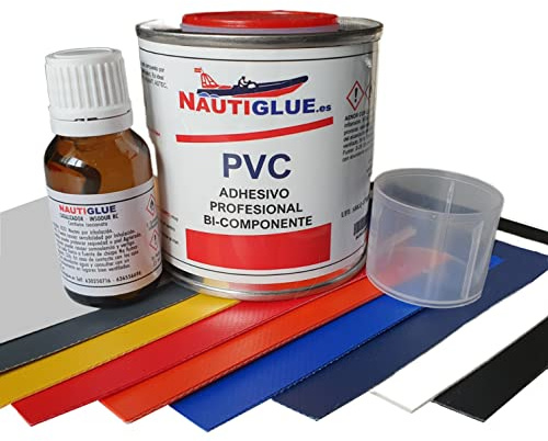 NAUTIGLUE Pegamento de PVC Profesional de 125 mililitros para la reparación de Zodiac (Elegir color del parche de regal (1). (Negro)