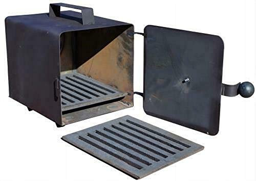 QLS - Incenso per affumicatura, caminetto con regolazione dell'aria in ghisa con griglia aperta, 20 x 20 x 25 cm