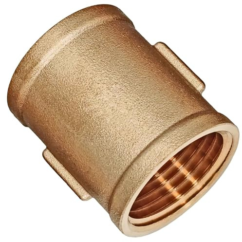MegaHaustechnik Doppelmuffe, 1 1/4 Zoll IG, Gewindefitting Messing | Trinkwasser geeignet, Innengewinde-Innendurchmesser 39mm DN32 Rohr, Kupplung