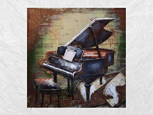 IDYL Metallbild med 3D-effekt | modern konst | piano | vingar | tyst | 100 x 100 x 7 cm | nr 1038