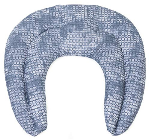 Coussin compartimenté tour de cou aux graines - Graines de groseilles - Coussin thermique pour la nuque (Design: used look bleu-gris)
