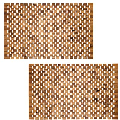 PANA®ECO Badematte Holz (2er Pack) - 60x100 cm - 100% Akazienholz Fußmatte | Holzmatte aus Echtholz - Naturprodukt - Rutschfest, langlebig, robust - Pflegeleichter und hygienischer Badvorleger