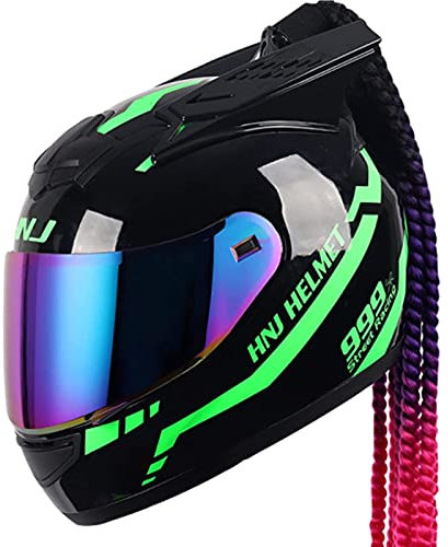 Klappbarer Integralhelm Mit Visier DOT/ECE-Zugelassene Modulare Motocross-Helme Männer Frauen Street Bike Racing Motorradhelm,Grün,S