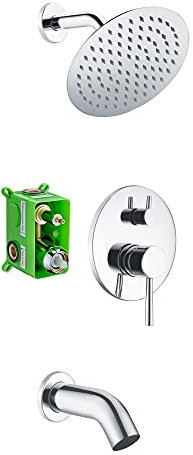 sumerain Tub and Shower Faucet Set with Valve Included, Shower System with Tub Spout Chrome