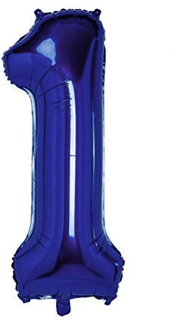 Folienballon Dunkelblau nummer 1, Riese Luftballon Geburtstag 105cm, Folienballon Zahl ideal für Party, Jubiläum, Geburtstag, Zahlenballon, Helium