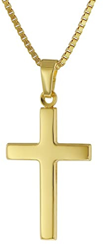 trendor Kreuz für Damen und Herren Gold 585 mit Vergoldeter Silberkette | Schmuckstück für Damen und Herren, zeitlose Geschenkidee,