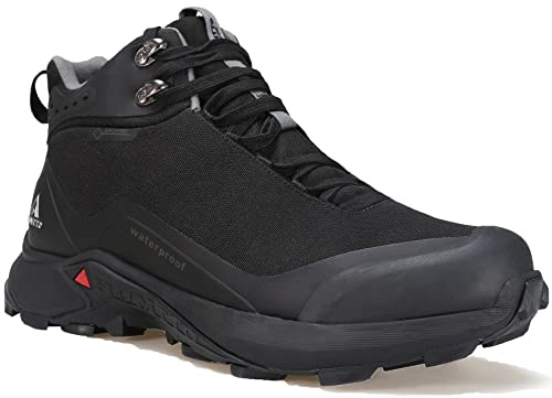 HUMTTO Men's All-Terrain Waterproof Hiking Boots Lightweight Breathable Outdoor Ankle Boots Trekking Hiking Shoes 7.5 Black