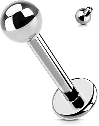 OUFER Body Piercing Piercing per labbro a labbro con filo interno da 16 g, 6 mm, 8 mm, 10 mm, 12 mm, orecchino a elica trago, piercing per labbro, grado 23, Titanio