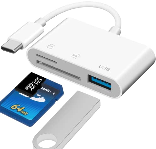 Lector de Tarjetas USB C, Lector de Tarjetas de Memoria USB C a Micro SD TF 3 en 1 Compatible con Pad Pro, Chromebook, XPS, Galaxy S10/S9 y más Dispositivos USB C