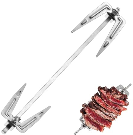 CALLARON Edelstahl Grillgabel Drehspieß 25cm Universell für Backofen und Heißluftfritteuse Starke Bratengabel für Bbq und Home Bbq Party