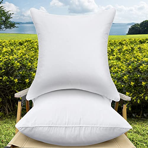 QSWRD 40x40 cm Outdoor Kissen Wasserfest Kissenfüllung 2er Set wasserdichte Quadratisch Innenkissen Sofakissen Kopfkissen Zierkissen 16x16 Zoll Weiß Wetterfest Dekokissen Cushion für Bett Auto Garten