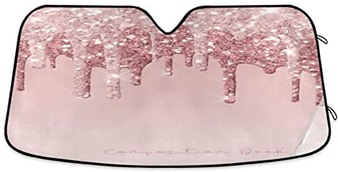 Couverture De Pare-Soleil Goutte À Goutte De Paillettes Roses Pare Soleil Voiture Pare Brise Repliable Bâche Pare Brise Protection 70x130cm pour Camion, Véhicules, SUV