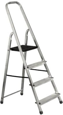 MYPRO Aluminium Step Ladder - 4 Step Folding Ladder - Non-Slip Surface Hand Rails - Closed Height 1480 mm Platform Height 770 mm