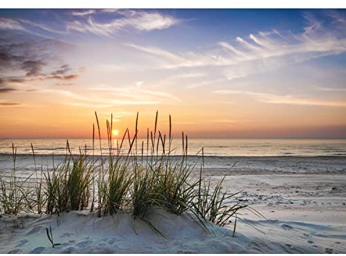 Runa Art Carta da parati fotografica 396 x 280 cm Spiaggia e mare Tramonto - Vello Decorazione Murale Soggiorno Camera Da Letto - Manifattura tedesca - 9588012a