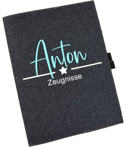 personalisierte Zeugnismappe | Stern mit Namen des Kindes | 20 Klarsichthüllen A4 | Geschenkidee zum Schulstart Einschulung Geschenk Mädchen und Jungen | Einschulungsgeschenk | Schultüte Inhalt