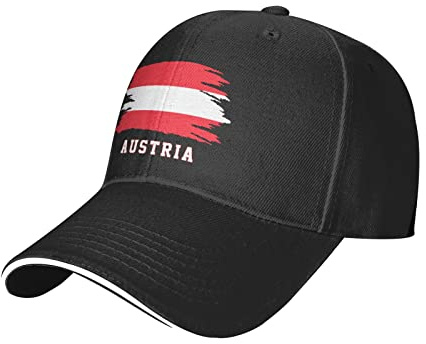 Österreichische Flagge Österreichische Mesh Baseball Cap Laufmütze Reise Hüte Outdoor Verstellbare Sommer Caps Schwarz, #288, M/Einheitsgröße