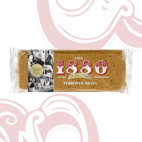 1880 - Turrón de Jijona Rilsan 300g, Tableta con Almendras Seleccionadas y Miel, Textura Cremosa, Calidad Suprema, Turrón clásico, Artesanal, Receta Tradicional, Colección, Regalo Navideño | Hecho en España IGP Alicante, textura cremosa, ideal para regalar, para compartir o como capricho, dulce navideño