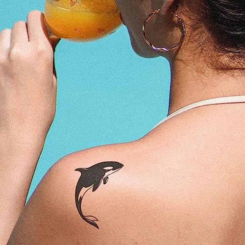 MyJagua Tattoo • Orca | 1-2 Wochen Tattoo | Auf Pflanzenbasis | Hautverträglich | Wasserfest | Neue Tattoo Technologie | Kein Klebe Tattoo