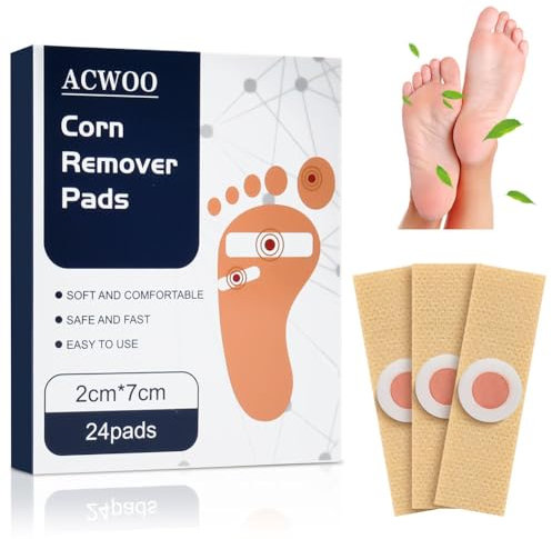 ACWOO Corn Remover Pads, 24Pcs Foot Corn Remover Patch, Wart Remover Cushions Corn Pads for Relief Corn Pain and Foot Care, Corn Removal Plasters with Hole for Feet, Hand, Toe