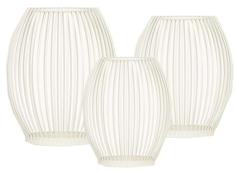 3er Oval Kerzenständer Set Metall Laterne Kerzenhalter Stabkerze Kerzenleuchter Kreativ Vintage Kerzen Ständer für Wohnzimmer Schlafzimmer Geburtstag Hochzeit Weihnachten Essen Tischdeko (Weiß)