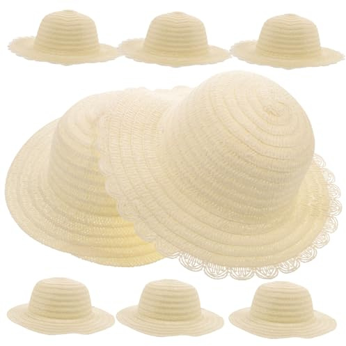 Toyvian 8 Stück Diy-Strohhut Zum Dekorieren Ihres Eigenen Hutes Kinderspielzeug Für Mädchen Kinderpartybälle Für Kleinkinder Puppenstrohhut Schlichte Strohhüte Für Kinder Weißer