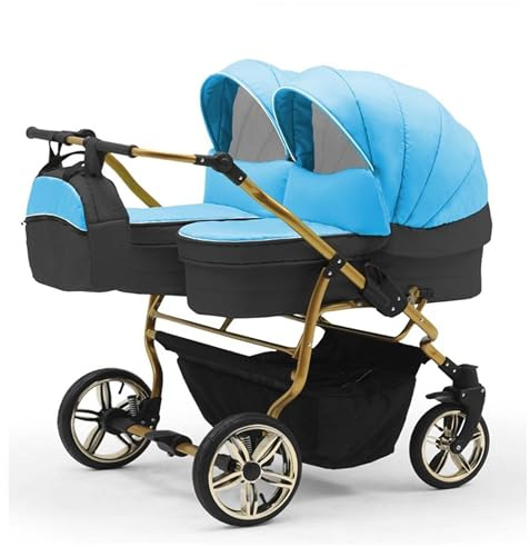 Zwillingskinderwagen 2 in 1 Duet Lux Goldedition inkl. Sportsitze - 10 Teile - in 20 Farben