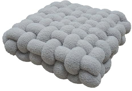 BAISHIXIONG Kissen Deko Kuschelkissen Plüsch-Knoten-Ball-Kissen Geknotetes Kissen Knot Kopfkissen Dekokissen flauschig Zierkissen geflochten für Sofa, Bett, dekorativ,H,30×50×12CM