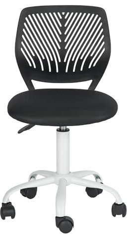 Homy Casa Schreibtischstuhl, verstellbarer Drehstuhl, Bürostuhl, Stoffsitz, ergonomischer Arbeitsstuhl ohne Armlehne, Schwarz