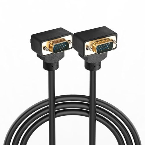 PNGKNYOCN Rechtwinkliges VGA-Kabel 1.5M, 270-Grad-Winkel VGA-Stecker auf 90-Grad-Winkel VGA-Stecker 15 Pin Full HD 1080P hochauflösendes Videokabel (1.5M)