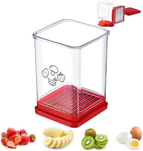 2 pezzi Affettafrutta, Affettaverdure, Affettatrice con Coperchio Protettivo e Custodia, Affettafrutta Multifunzionale in Acciaio Inox, Gadget da Cucina per Insalate di Verdura e Frutta