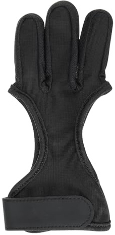 PATIKIL Arco Tiro Guante, Cuero 3 Dedo Protector Guardia Arco Tiro Tiro Guantes para Juventud Adulto Hombres Mujeres Principiante Caza, Negro, XL Talla
