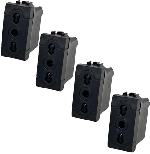 Voltix Set di 4 Prese Elettriche da Muro Bipasso Bivalente 2P+T 16A, Compatibili con Bticino Living Light e Living International, Alta Qualità (4 Pezzi Presa Bipasso)