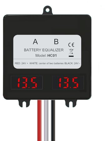 Batterie Balancer 24V, 2x12V Battery Equalizer, LED Display Digitalanzeige | Batterie Ladungsausgleicher Ausgleichslader, für Solar System für Lithium-Blei-Säure-Batterie