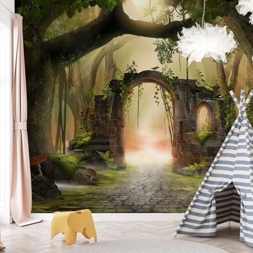 Lumalea - Papier peint panoramique Enfants Forêt enchantée - Largeur 260 cm x Hauteur 173 cm