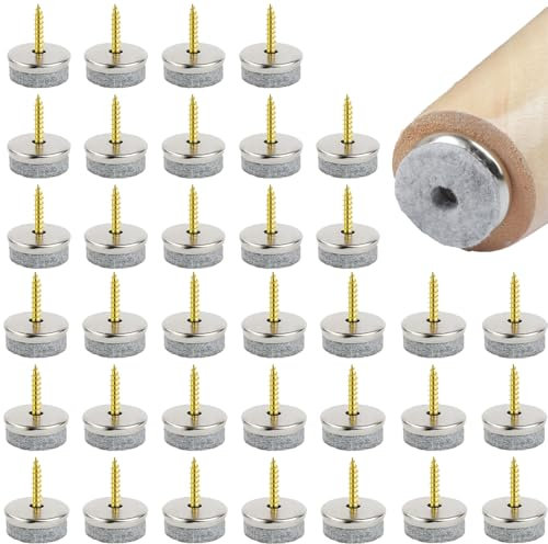 35PCS Screw-on Furniture Felt Pads, 20mm 24mm Chair Leg Floor Protector Felt Pads for Furniture Feet Felt Gliders with Easy Screw Installation Are Ideal Protector Pads for Wooden Floors and Furniture