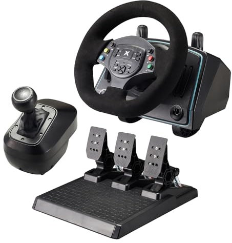 DOYO PC Steering Wheel and Pedal and Shifter, 1080 Degree Gaming Steering Wheel with Paddle Shifters, Hall-effect Pedal, Racing Steering Wheel for PS4/Xbox One/PC/PS3/Xbox Series X&S/Xbox 360/Switch