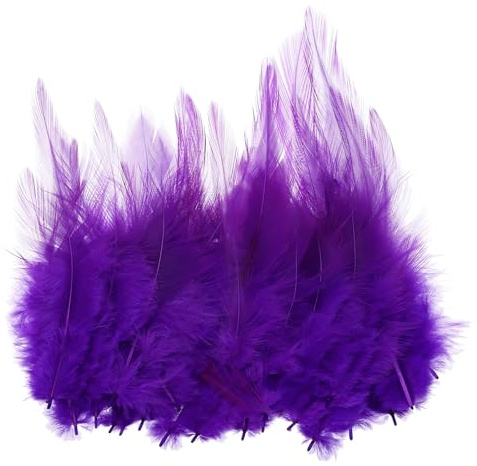 PATIKIL 3-5 Zoll Hahnenfedern, 100er Packung Naturfedern für Basteln Bunte Flauschige Bastelfedern für Traumfänger Handarbeit Kleidung Kostüme Hochzeit, Lila