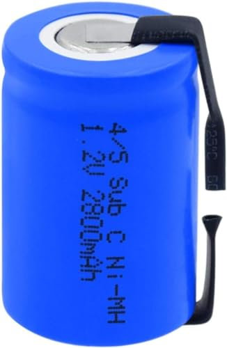 ZWDCVFGK Wiederaufladbar, 1,2 V, 2800 mAh, 4/5 Sub C (4/5 sc), NI-MH-Akku, mit Löt-Nickellaschen für Lautsprecher, Kopfhörer, Solarlampe, Fahrrekorder,6Pieces
