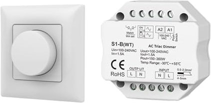 Ac Triac Triac Schalter Dimmer Controller Knopfschalter 2,4G Drehknopf Dimmen Fernbedienung(S1-B(WT) PK1)