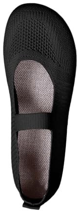 Women's Ballet Flats Slip On UK Size 6 Mary Jane Round Toe Work Shoes Knit Dress Shoes Pumps Shoes Flats for Ladies Classic Low Top Flat Knit Shoes Black