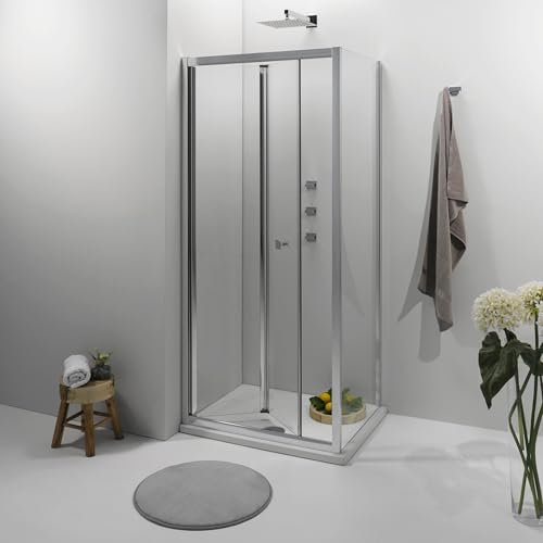 Box Doccia Angolare 80x100 cm - Cabina Doccia Pieghevole con Apertura a Libro, Vetro Temperato 6mm, Profilo Cromato e Chiusura Magnetica - Regolabile e Facile da Installare