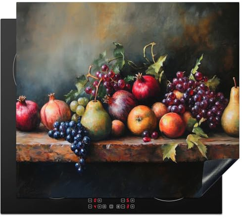 KitchenYeah© Protege Couvre Plaque De Cuisson Décoration Cuisine Tapis | 60x52 cm - Protection Protecteur Induction Rustique - Nature Morte - Fruits