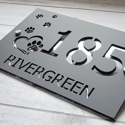 Cartello con numero civico personalizzato, indirizzo di casa, moderno e personalizzato, numero civico personalizzato (38 x 25 cm)