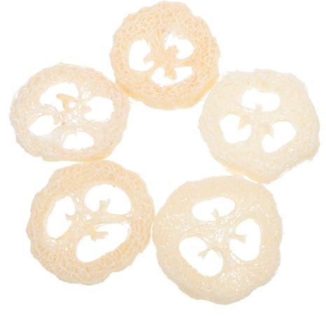 DINHEAROM Esponjas de Lufa Natural 5piezas para Baño Diseño Simple y Natural, Transpirables y Que Previenen la Caída del Jabón, Ideales para Uso en Baño