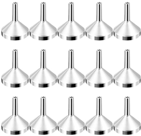 Mini entonnoir en aluminium avec filtre amovible – Parfait pour les besoins d'huile de cuisine, de liquide et de mise en conserve (métallique - 15 pièces)